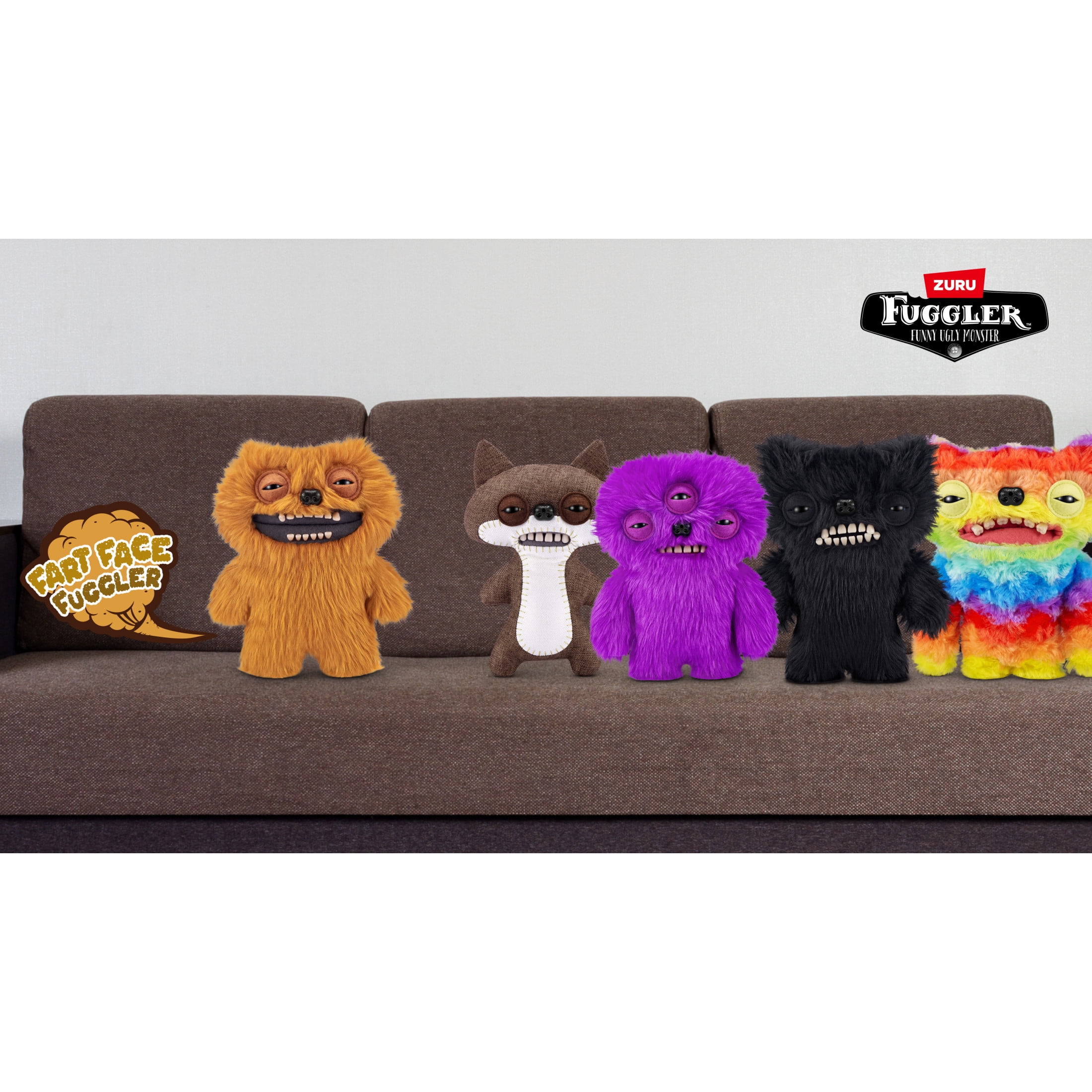 Fuggler Fart Face 9-inch Assortment Series 1 (Wide eyed Weirdo – Multi) by ZURU, Funny Ugly Monster Plush Toy