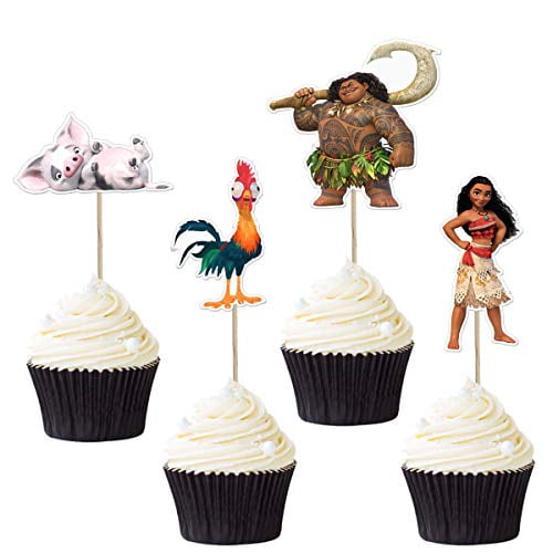 48 Pcs Moana Cake Toppers For Kids Birthday Party Cake Decoration Supplies Walmart Com Walmart Com