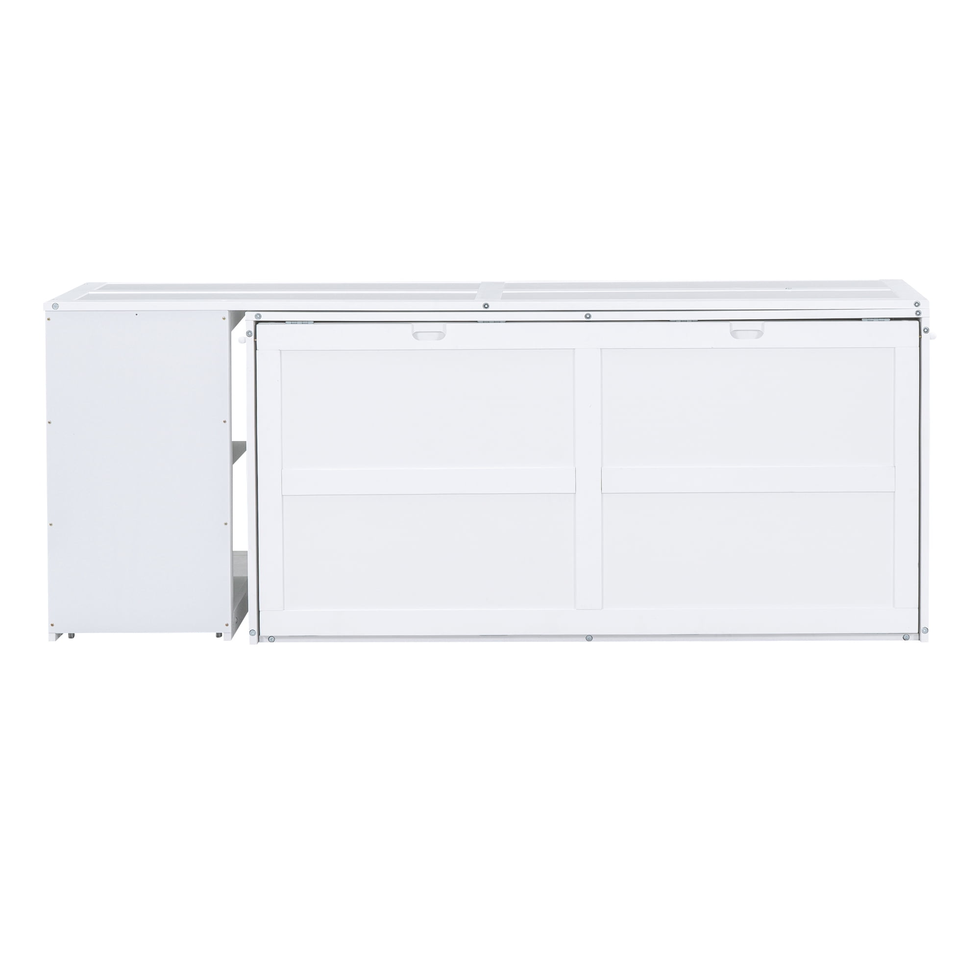 Euroco Queen Size Murphy Bed with Movable Desk, White