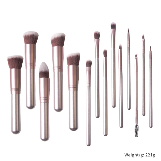 Suministro transfronterizo de Amazon: 14 pinceles de maquillaje, 5 pinceles grandes, 9 pinceles pequeños para polvos, pinceles de base, herramientas de maquillaje de belleza