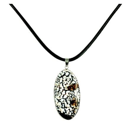 - Exotic Fire Agate Pendant Necklace on 18