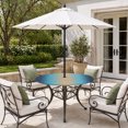thumbnail image 2 of Round Outdoor Tablecloth with Umbrella Hole and Zipper, Blue Teal Ombre Tablecloth with Elastic Waterproof, Modern Yellow Gradient Farmhouse Art Patio Table Covers for 55" - 60" Picnic Pool Tables, 2 of 9