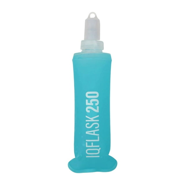 Botella de agua blanda de TPU reutilizable con boquilla, plegable y suave, ideal para correr. Azul 250ML