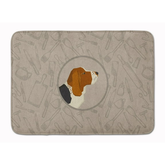 Basset Hound In the Kitchen Machine Washable Memory Foam Mat