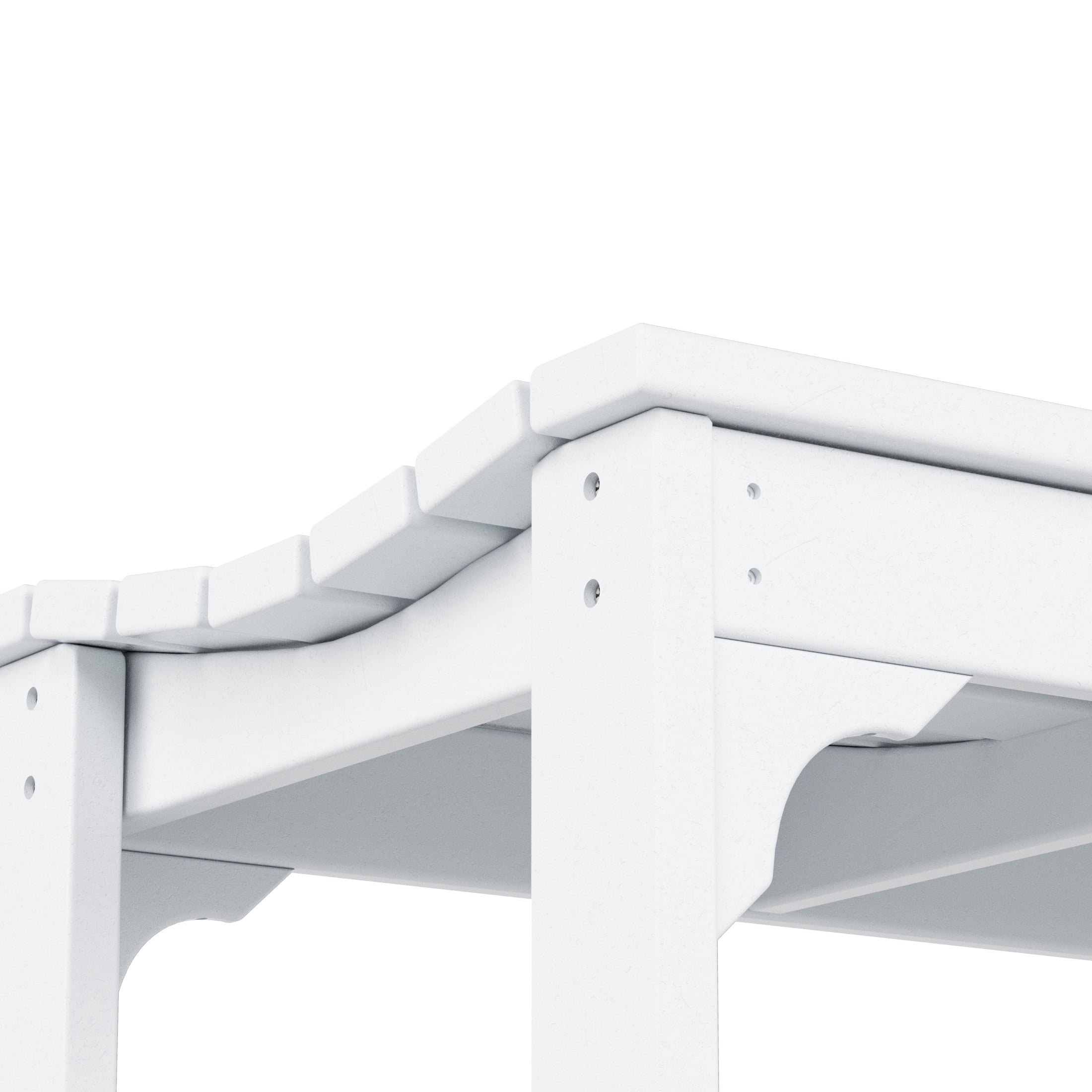 GARDEN Plastic Adirondack Backless Outdoor Bench for Patio Entryway, White