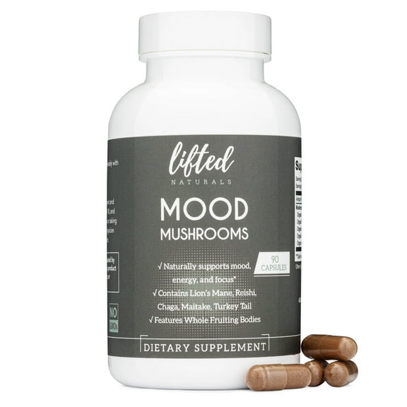 Mood Mushrooms - Lifted Mushroom Supplement - Lion's Mane, Reishi, Chaga, Turkey Tail, Maitake - Energy, Focus, Stress Relief