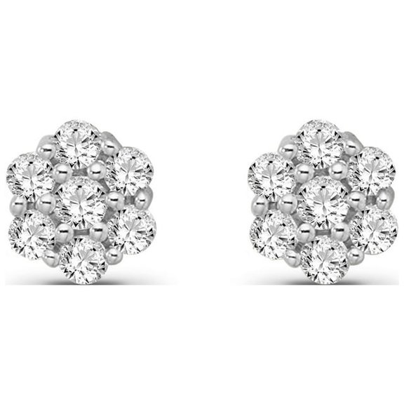 Araiya 10K White Gold Cluster Diamond Stud Earrings for Women