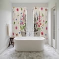 thumbnail image 4 of Pink Flowers Yak Kitchen Curtain for Berdoom Living Room Cafe 72 Inch Length, Spring Floral Butterflies Rustic Tiers Curtains Light Filtering Drapes Rod Pocket Window Treatment 2 Panels 52"Wx72"L, 4 of 8