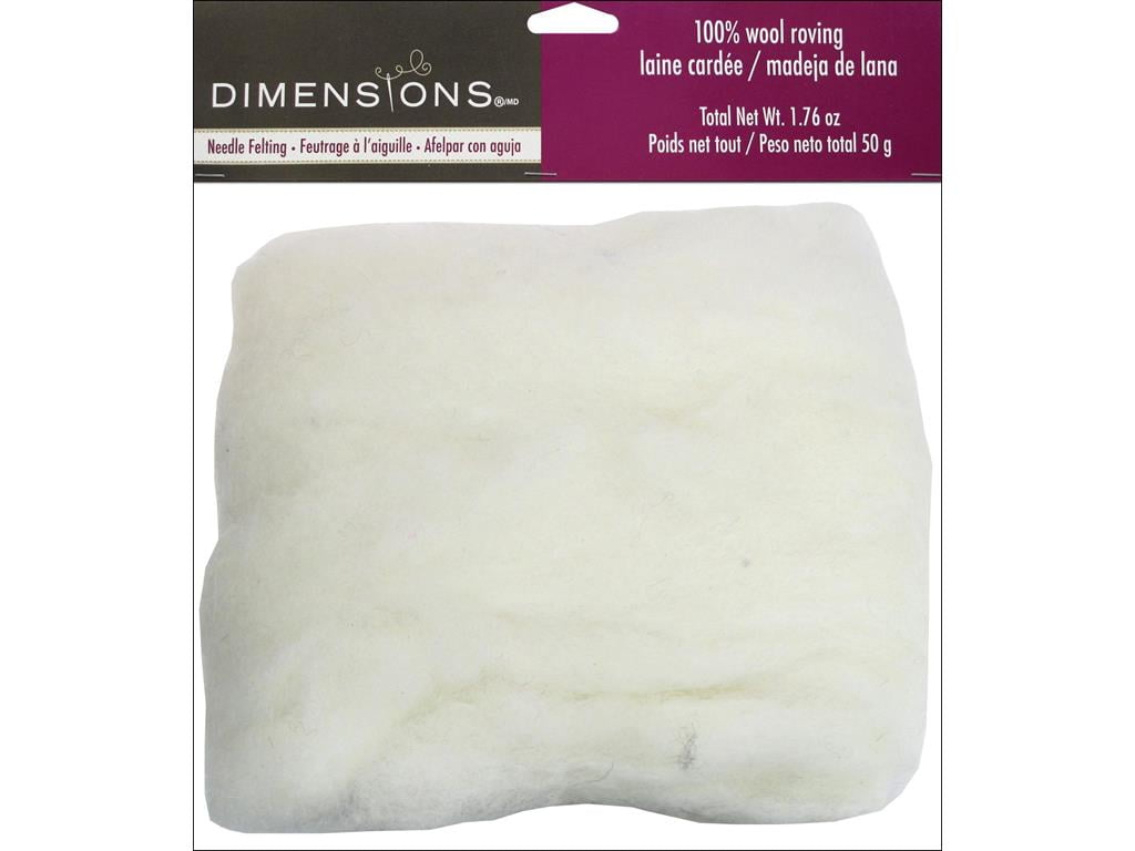 Dimensions 100 Wool Roving 1.76oz White