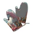 thumbnail image 5 of Hirioo Flower White Horse (2) for Silicone Oven Mitts for BBQ, Baking, Cooking, Set of 2, Heat Resistant 260℃, Non-Slip Kitchen Essentials, 5 of 6