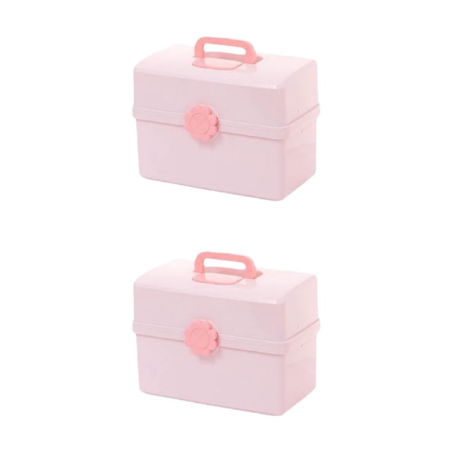 Guardurnaity Caja de almacenamiento práctica de plástico para accesorios para el cabello de niños, organización fácil y ordenada, fácil de rosa 2Conjunto