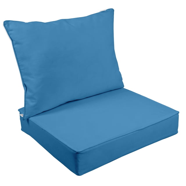 Vargottam Outdoor Deep Seat Patio Cushions Set 2pcs Seat Set All Weather Replacement Cushion Patio Seat And Back Cushion Set 25"x25"x5" Inches-Medium Blue
