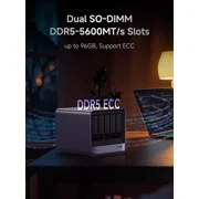 MINISFORUM N5 Pro AI NAS with AMD Ryzen AI 9 HX Pro 370, 2x SODIMM DDR5-5600MHz Slot(ECC Support), 128GB SSD, 1xHDMI+2xUSB4 Outputs, 5x HDD Slot, M.2 2230/2280/22110/U.2 slots, 5GbE+10GbE Lan Port NA