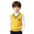 thumbnail image 2 of KAUOD School Uniform Sweaters for Boy Girl Striped V Neck Sweater Vest Y2K Sleeveless Cute Knitted Top Back to School Pullover, 2 of 6