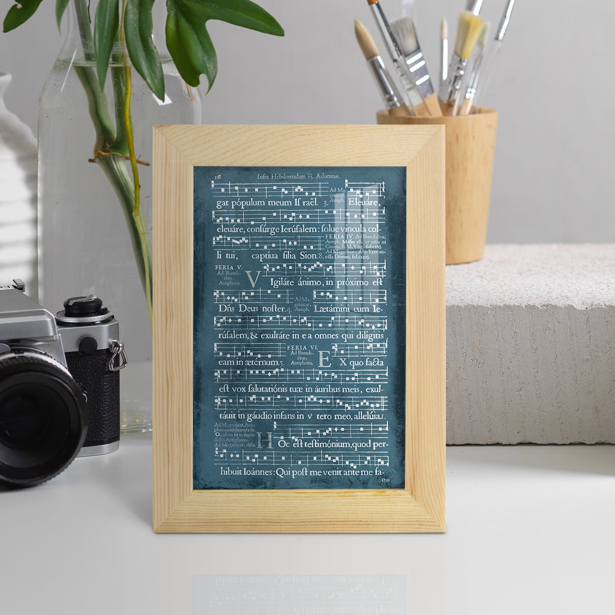 Graphic Songbook I - Framed Print w/glass - Natural Wood