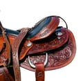 thumbnail image 4 of Resistance Western Horse Pleasure Adult Saddle with Floral Tooled - Genuine Leather 15" 16" 17" 18" & 20" With Free Tack Set, 4 of 7