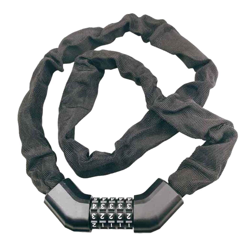 Fabric-Covered Anti-Scratch Combination Chain Lock | High-Strength Anti-Cut Chain Lock | Keyless Chain Lock for Mountain Bikes and E-Bikes