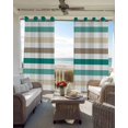 thumbnail image 4 of Teal Brown Striped Blackout Curtains, Light Blocking Print Window Curtains, Farmhouse Stripes Simple Art Thermal Insulated Window Drapes for Living Room Kitchen Cafe 2 Panels, 55"W x 39"L, 4 of 9