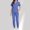 Light Blue, variant on Azrian Ladies Uniform Set, Scrub Top and Pants Sets Women's V-neck Short Sleeved Pocket Long Pants Protective Suit Set Short Sleeved V-neck Top/shirt