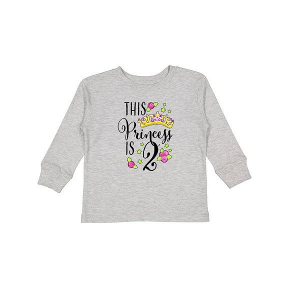Inktastic This Princess is Two- Second Birthday Girls Long Sleeve Toddler T-Shirt