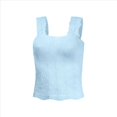 thumbnail image 1 of Tops Cortos de Tirantes Anchos con Cuello Cuadrado para Mujer, Tops Florales para Salir, Tops Cortos Ajustados con Ribete de Lechuga, Azul L, 1 of 6