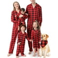 thumbnail image 3 of Christmas Family Matching Pajamas Long Sleeve Red Plaid Cotton Pj Set Festival Party Sleepwear with Button, 3 of 8