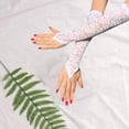 thumbnail image 3 of HOMEIORA Women's Gloves Protection Long Lace Gloves Fingerless Elbow Length Lace Gloves for Party, Adult Size - White, 1 Pair, 3 of 6