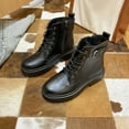 thumbnail image 3 of VKEKIEO Women Ankle Boots Round Toe Flat Heel Booties Charm Lace-Up Black, 3 of 10