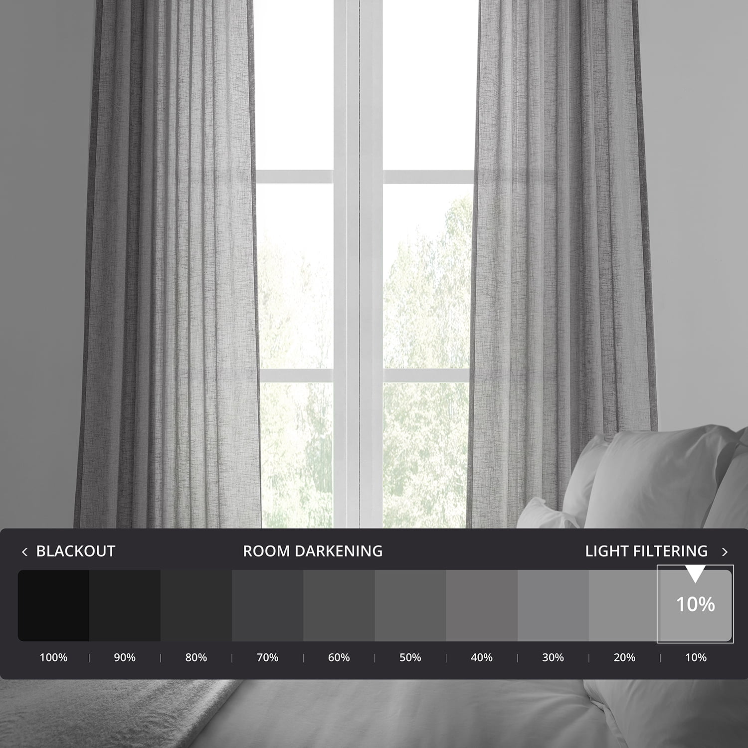 Gravel Grey Solid Faux Linen Sheer Curtain (1 Panel), Gravel Grey, 50W X 120L