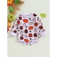 thumbnail image 2 of Wassery Infant Baby Boys Girls Halloween Clothes 6 12 18 24 Months Newborn Jumpsuit Long Sleeve Round Neck Pumpkin Print Bodysuit Pullovers Fall Casual Outfit 0-24M, 2 of 9