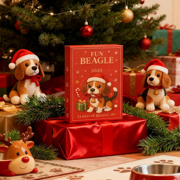 cpengpj 2025 Beagle Dog Christmas Advent Calendar, 24-Day Acrylic Countdown Ornament, Pet Lover Gift for Holiday Tree, Mantel and Wall Decor, Festive Wreath Hanging Decoration
