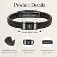 thumbnail image 3 of VEEDOFA Men's Triple Braided Leather Bracelet, Engraved "Love You Forever" Stainless Steel Clasp, Romantic Gift for Him, 3 of 6
