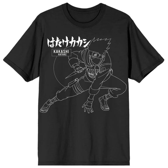 Naruto Shippuden Kakashi Hatake Graphic Men's Black T-shirt-XXL