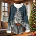 thumbnail image 2 of Women's Christmas Sweater Kintted Long Sleeve Fuzzy Fleece Collar Xmas Graphic Pullover Sweaters Top (3XL, Light Blue), 2 of 4