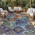 thumbnail image 2 of Vintage Colorful Floral Outdoor Rug for Patio/Deck/Porch, Non-Slip Large Area Rug 4 x 6 Ft, Spring Boho Vintage Abstract Art Indoor Outdoor Rugs Washable Area Rugs, Camping Rug Carpet Runner, 2 of 8