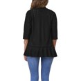 thumbnail image 3 of Cárdigan Casual Abierto de Ropa de Mujer con Volantes de Manga 3/4 de Ojales Chic para el Día de San Valentín S Negro, 3 of 6