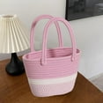 thumbnail image 6 of STPToys Woven Tote Bag for Women,Summer Shoulder Handbag Beach Travel Bag Top Handle Purses - Pink, 6 of 7
