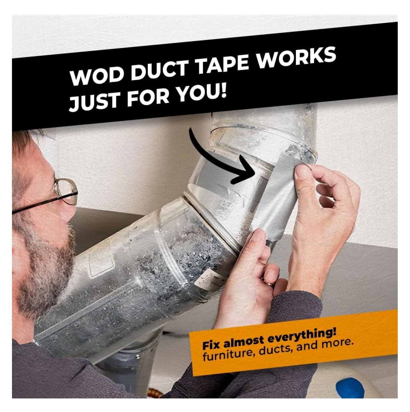 WOD DTC10 Advanced Strength Industrial Grade Schoolbus Yellow Duct Tape, 6 inch x 60 ft. Waterproof, UV Resistant For & Home Improvement