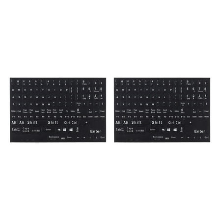 TABLZONE Computer Keyboard Letter Stickers Black PVC 2 Sheets Back to School