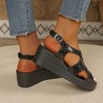 thumbnail image 6 of Viluyesy Womens Wedge Sandals, Ankle Strap Wide Width Peep Toe Ladies Casual Elegant Party Shoes Black US6.5, 6 of 9