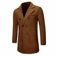 thumbnail image 5 of Mens Trench Coat Slim Fit Double Long Peacoat Color: Brown Size: XL, 5 of 9