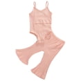 thumbnail image 1 of Xingqing 2PCS Bébé Bébé Filles V-Cou Solide Color Combinaison Sans Manches Bell-Bottom Costume, 1 of 9