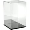 Plymor Clear Acrylic Display Case with Black Base (Mirror Back), 10" W x 10" D x 15" H