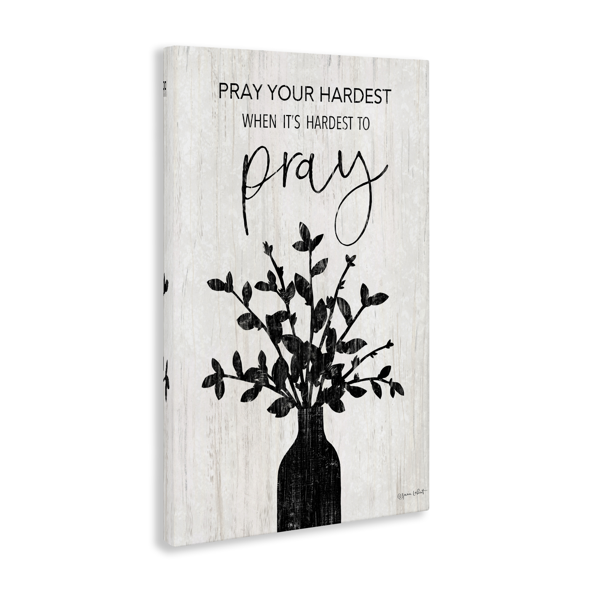 Stupell Industries Pray Your Hardest Religious Painting Gallery Wrapped Canvas Art Print Wall Art, 16 x 24
