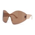 thumbnail image 2 of Womens Trendy Minimal XL Oversized Rimless Shield Sunglasses Beige - Brown, 2 of 4