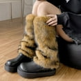 thumbnail image 4 of CYSFASHION Furry Boots for Women Faux Fur Leg Warmers Fluffy Fall Fashion Must Haves Fuzzy Boot Coffee, 4 of 8