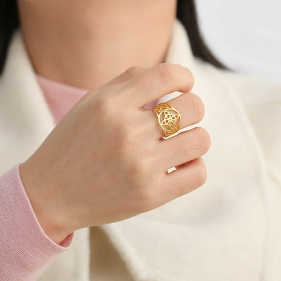 Vintage Witch Knot Rings for Women Men 14K Yellow Gold Finger Ring Witchcraft Protection Amulet Jewelry