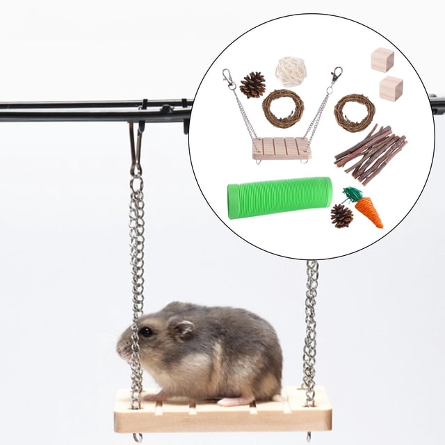 Juguetes para masticar hámster Yinane 11 piezas accesorios de juguete Molar entrenamiento Verde