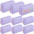 thumbnail image 1 of Set de bolsas de maquillaje Sanwuta de piel sintética impermeables, 9 unidades, color morado, 1 of 7