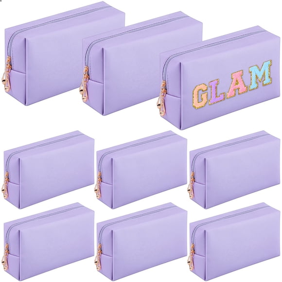 Set de bolsas de maquillaje Sanwuta de piel sintética impermeables, 9 unidades, color morado